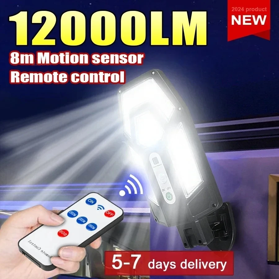 Smart Garden Light - 12000LM 강력한 태양광 벽등 리모컨 포함