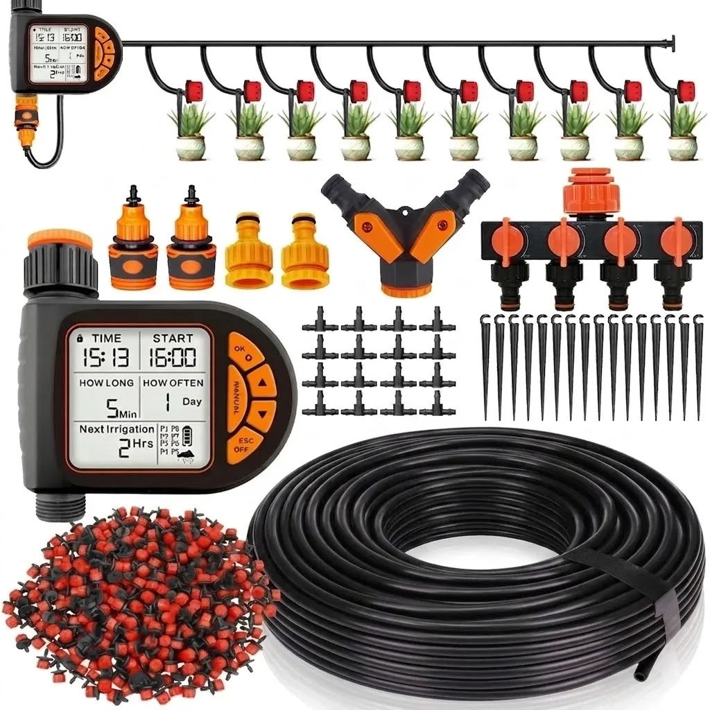 Smart Garden Irrigation System - 20미터 스마트 정원 타이머, LCD 자동