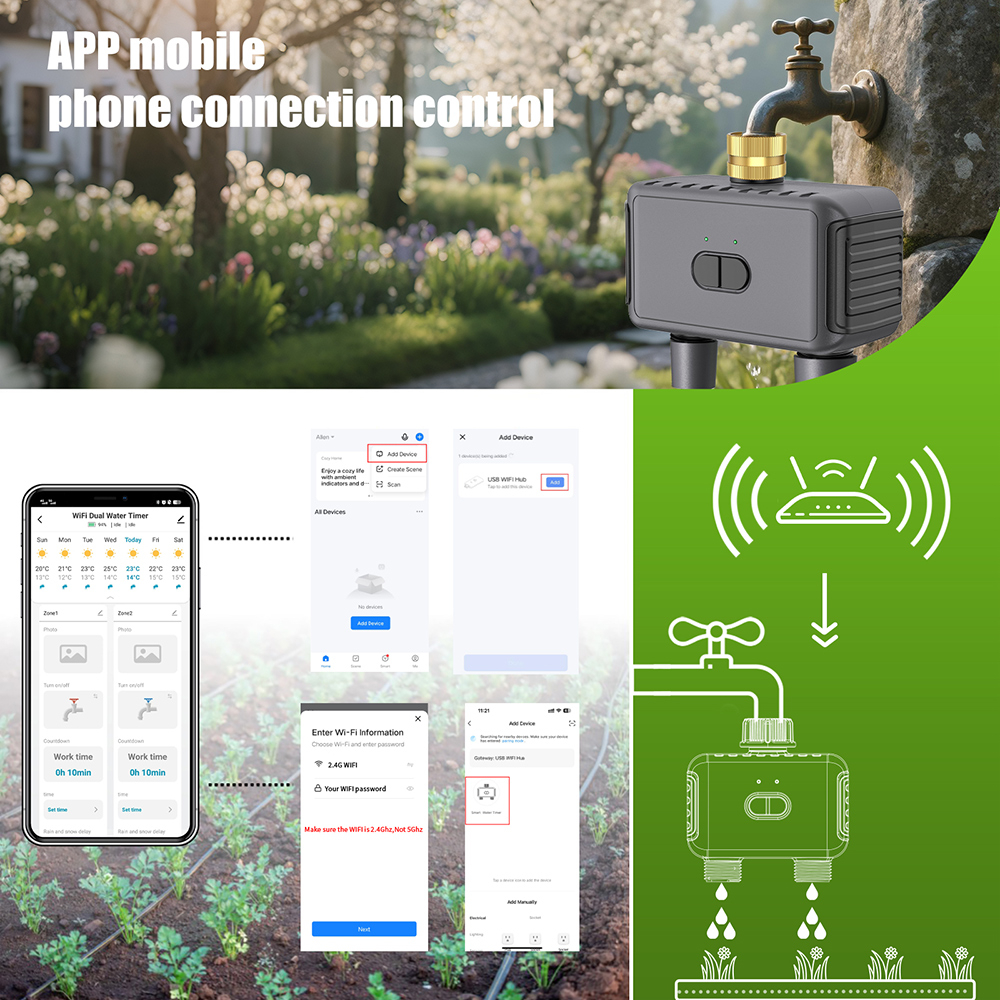 와이파이 자동 급수 타이머, 듀얼 호스 정원 관개 시스 - Wifi Irrigation Timer 리뷰 및 가격