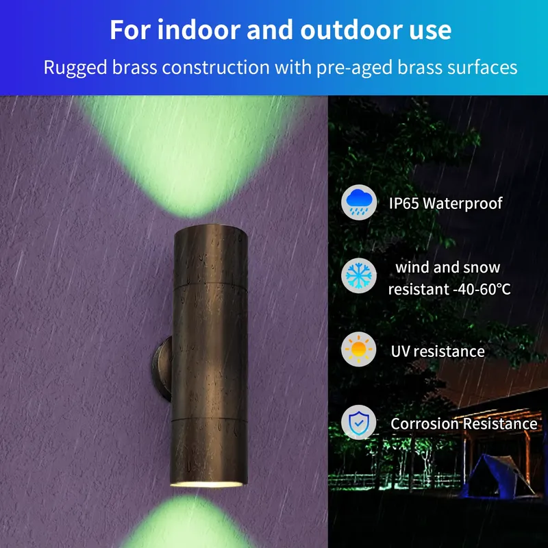 내구성 있는 황동 야외 LED 벽등 IP65 방수 디자 - Smart Garden Light 리뷰 및 가격