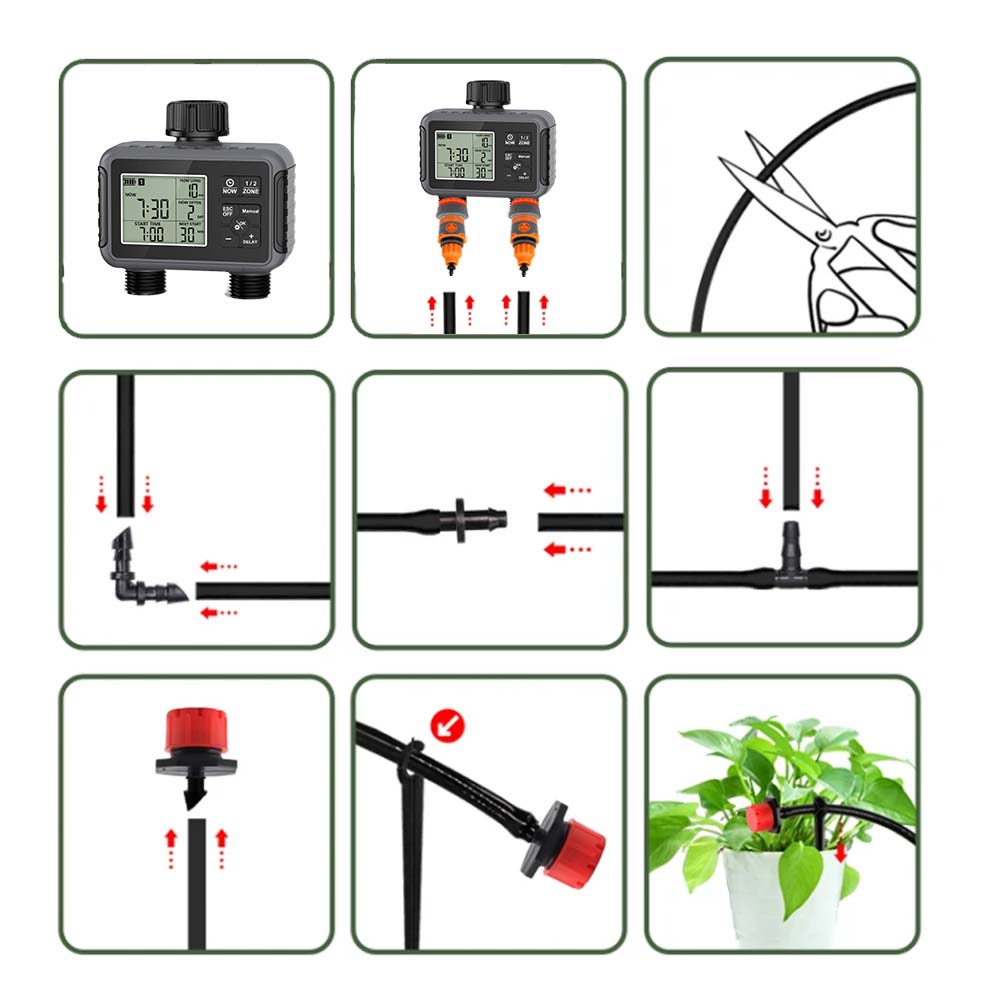 듀얼 존 독립형 디스플레이 LCD 정원 급수 타이머 자 - Smart Garden Irrigation System 리뷰 및 가격