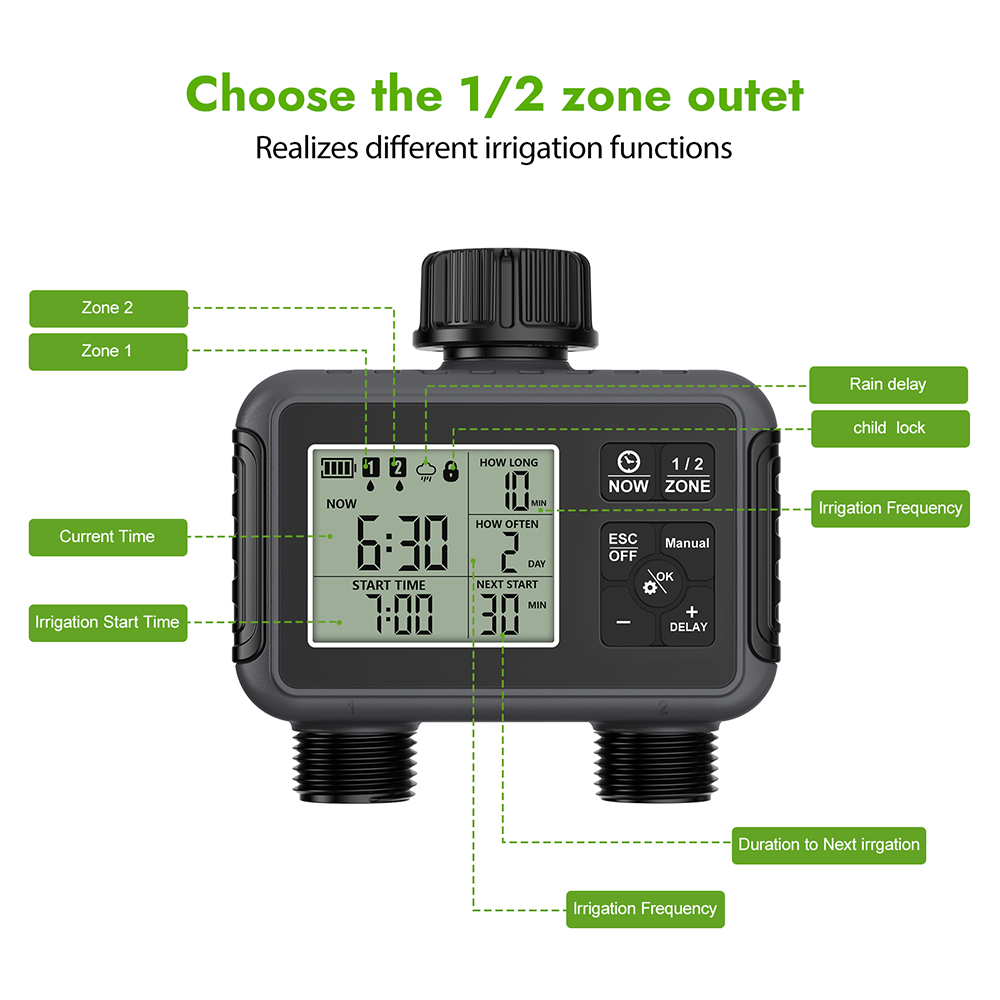 듀얼 존 독립형 디스플레이 LCD 정원 급수 타이머 자 - Smart Garden Irrigation System 리뷰 및 가격