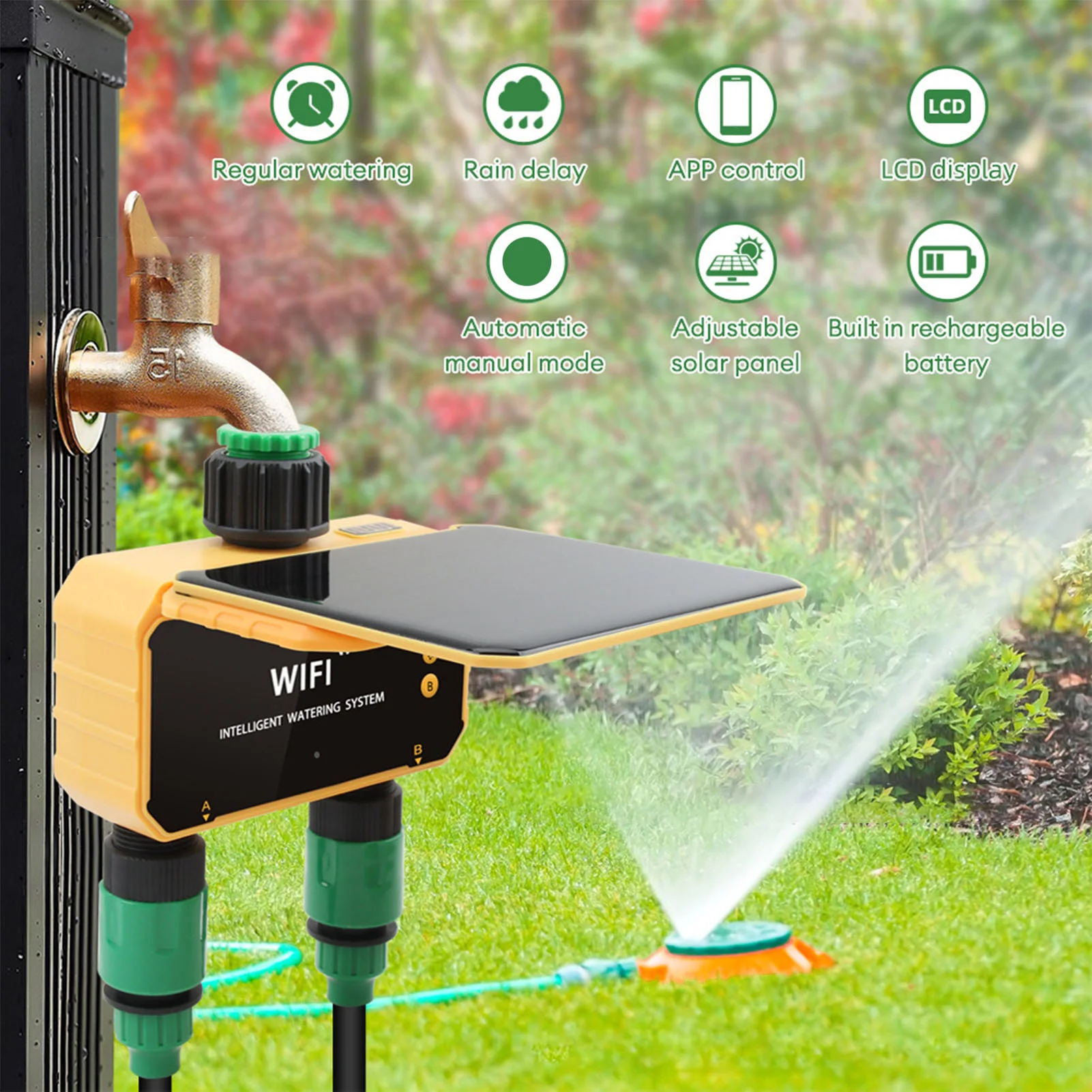태양광 와이파이 스마트 관개 타이머, 레인 센싱 기능, - Wifi Irrigation Timer 리뷰 및 가격